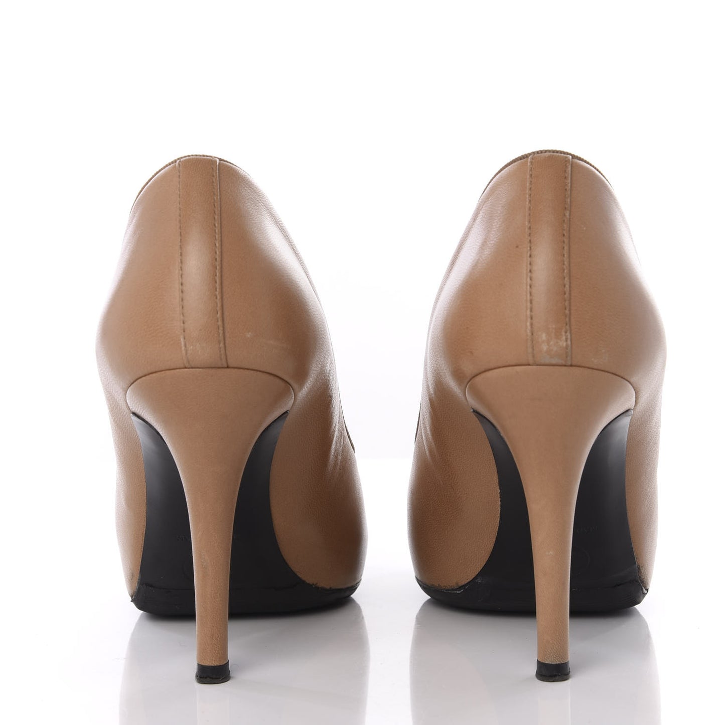 Lambskin Bow Cap Toe CC Pumps 37 Beige Black