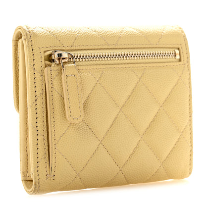Chanel Caviar Quilted Compact Flap Wallet Yellow 3 of 12