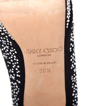 Jimmy Choo Satin Crystal Dali Peep Toe Pumps 36.5 Black 9 of 10