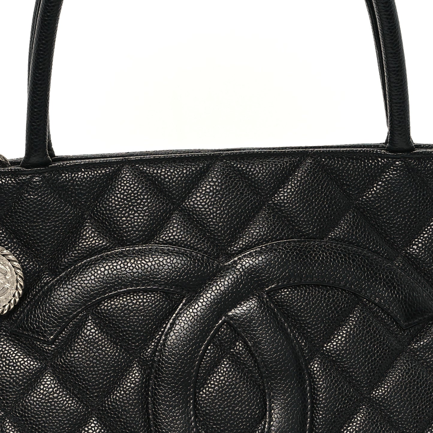 Caviar Quilted Medallion Tote Black
