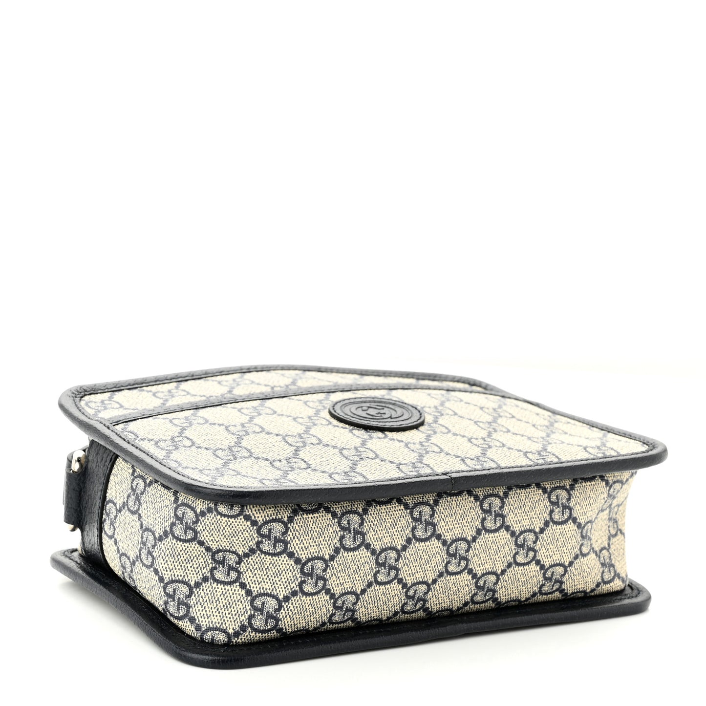 GG Supreme Monogram Textured Dollar Calfskin Mini Retro Interlocking G Shoulder Bag Beige Blue