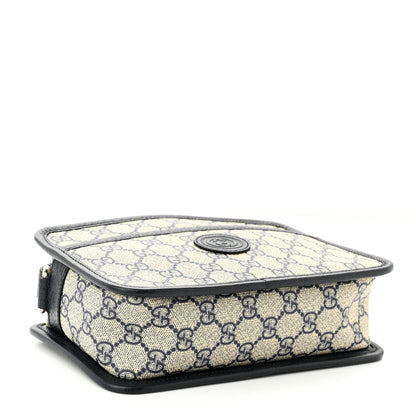 Gucci GG Supreme Monogram Textured Dollar Calfskin Mini Retro Interlocking G Shoulder Bag Beige Blue 4 of 10