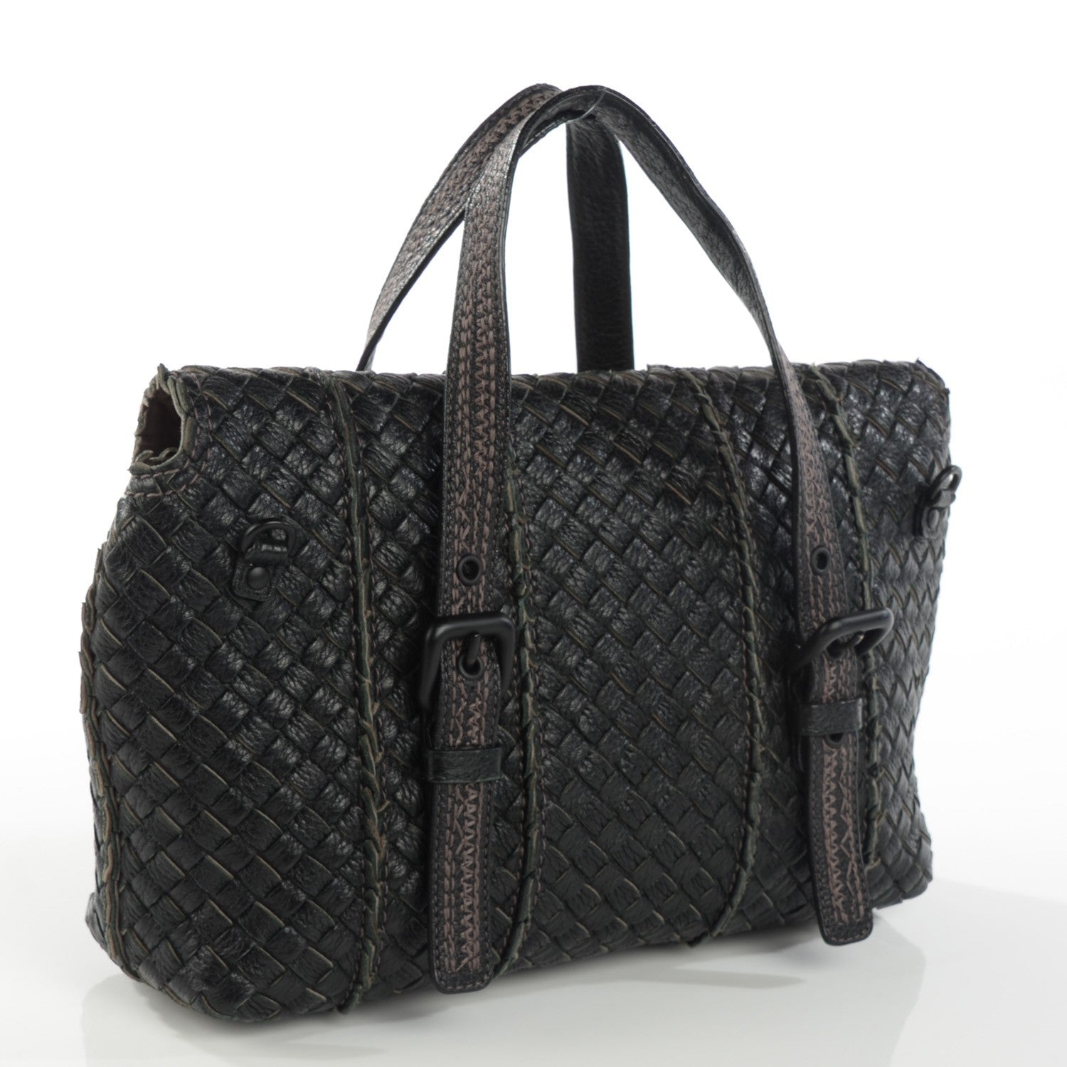 Bottega Veneta Vivo Cervo Intreccio Satchel Nero Black 3 of 8