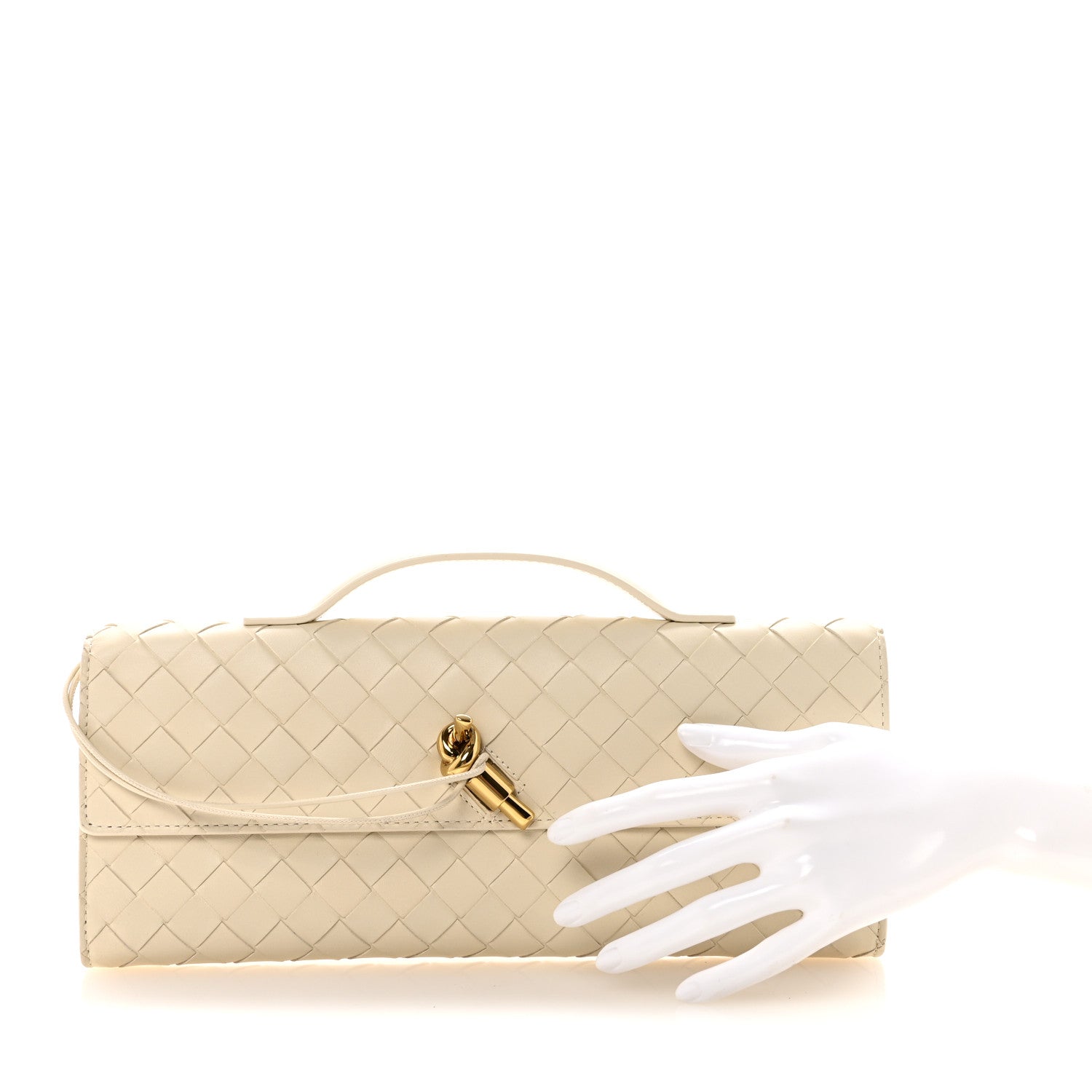 Bottega Veneta Nappa Intrecciato Long Andiamo Top Handle Clutch Sea Salt 2 of 6
