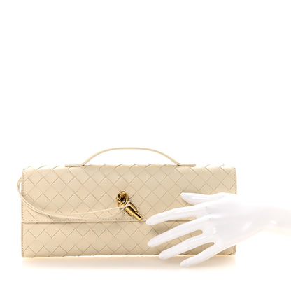 Bottega Veneta Nappa Intrecciato Long Andiamo Top Handle Clutch Sea Salt 2 of 6