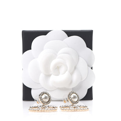 Chanel Crystal Pearl Bow-tiful CC Drop Earrings Gold 4 of 4