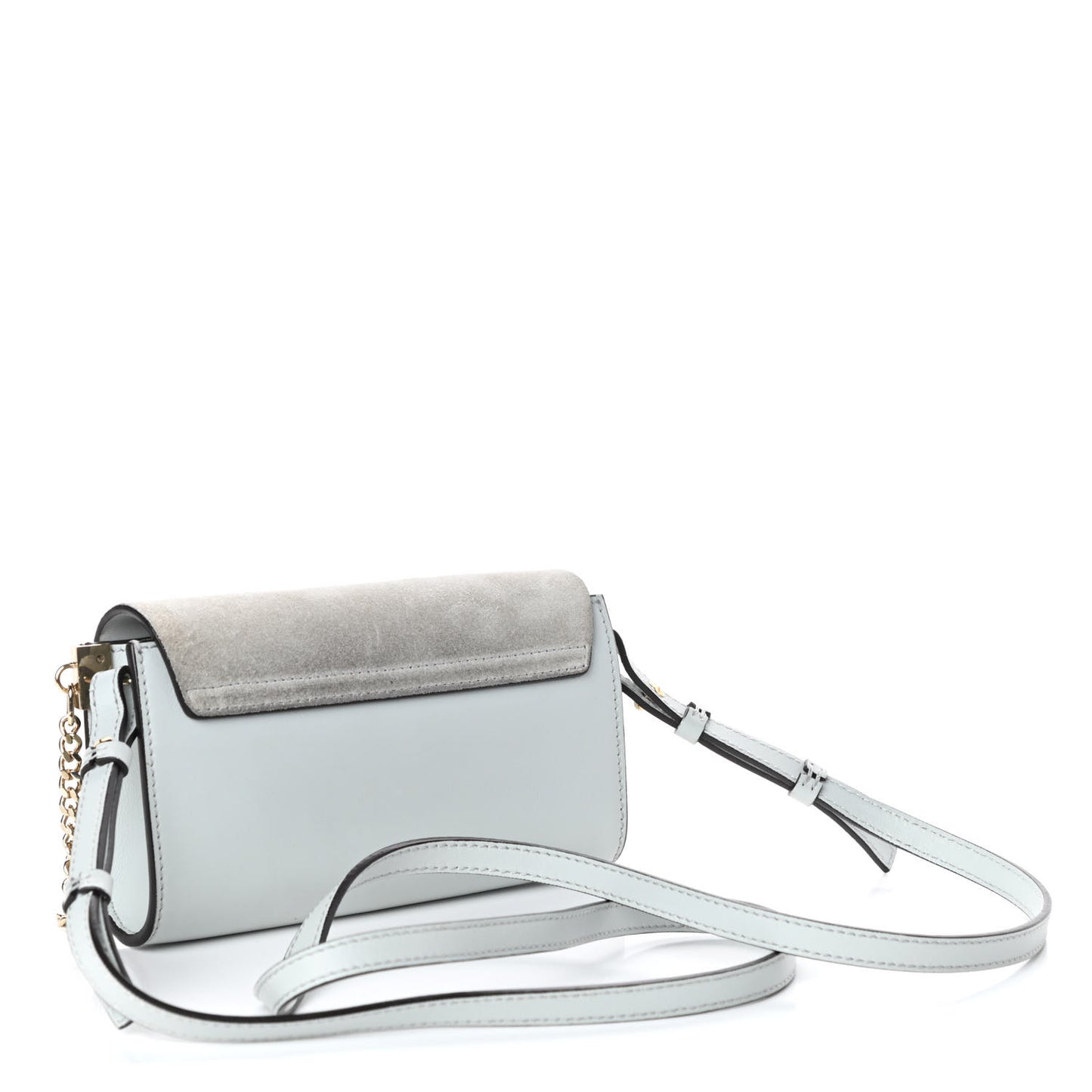Suede Calfskin Mini Faye Shoulder Bag Airy Grey