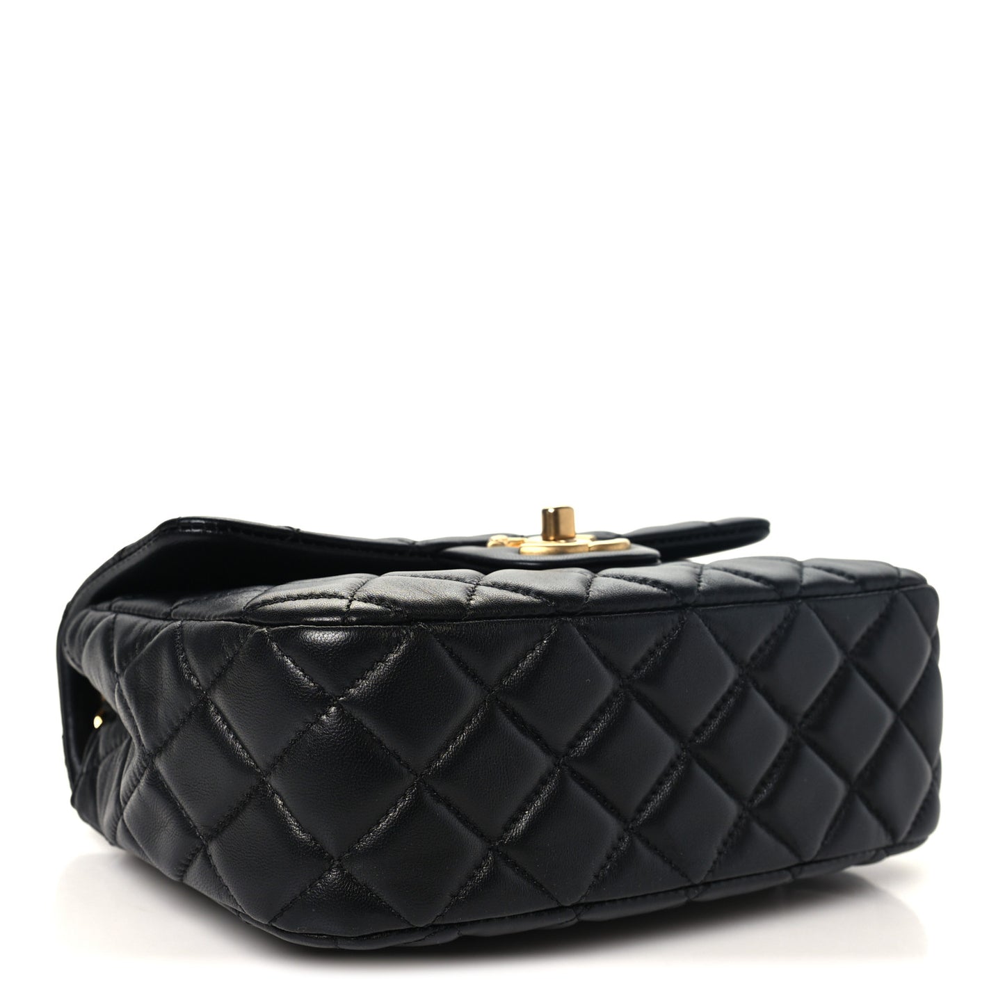 Lambskin Enamel Quilted Small Coco Hearts Square Flap Black