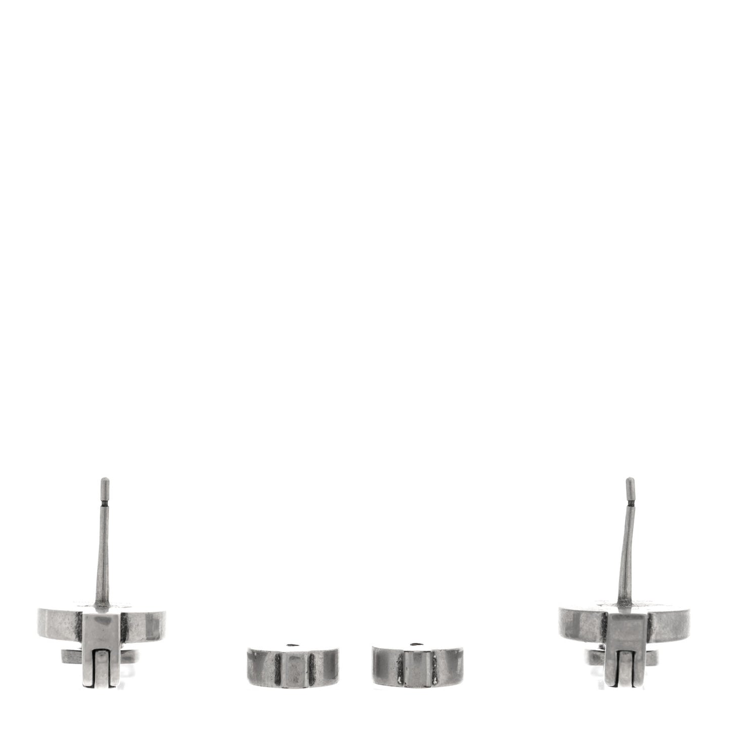 Metal Zip Up Earrings Silver