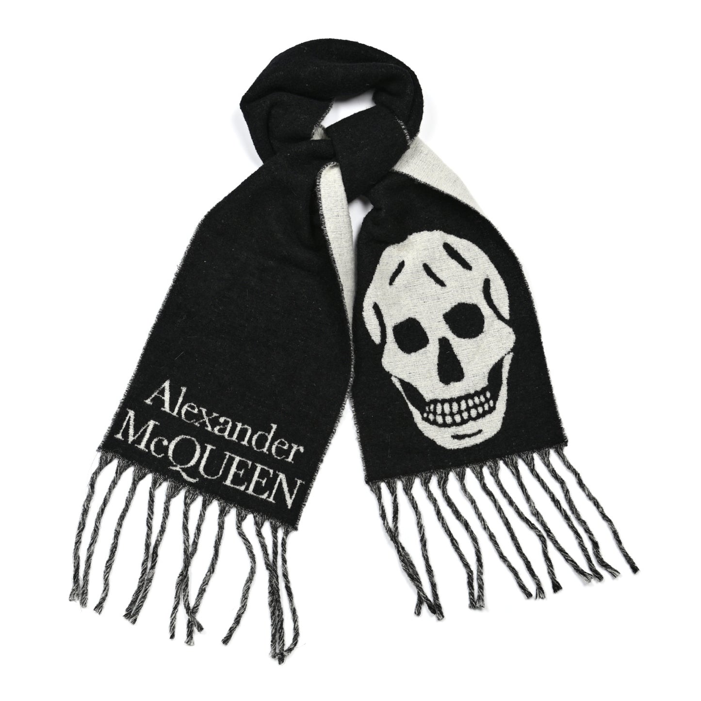Wool Polyamide Cosy Skull Scarf Black