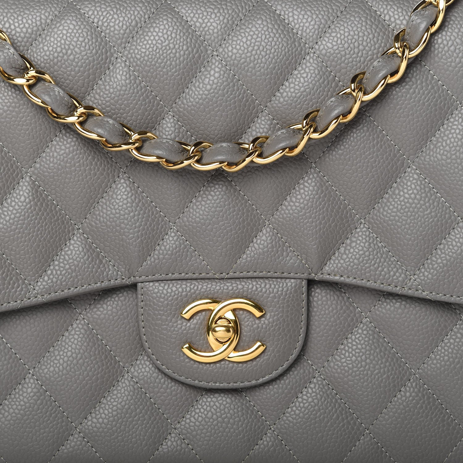 Chanel Caviar Quilted Jumbo Single Flap Grey 10 of 11