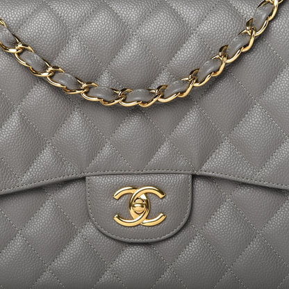 Chanel Caviar Quilted Jumbo Single Flap Grey 10 of 11