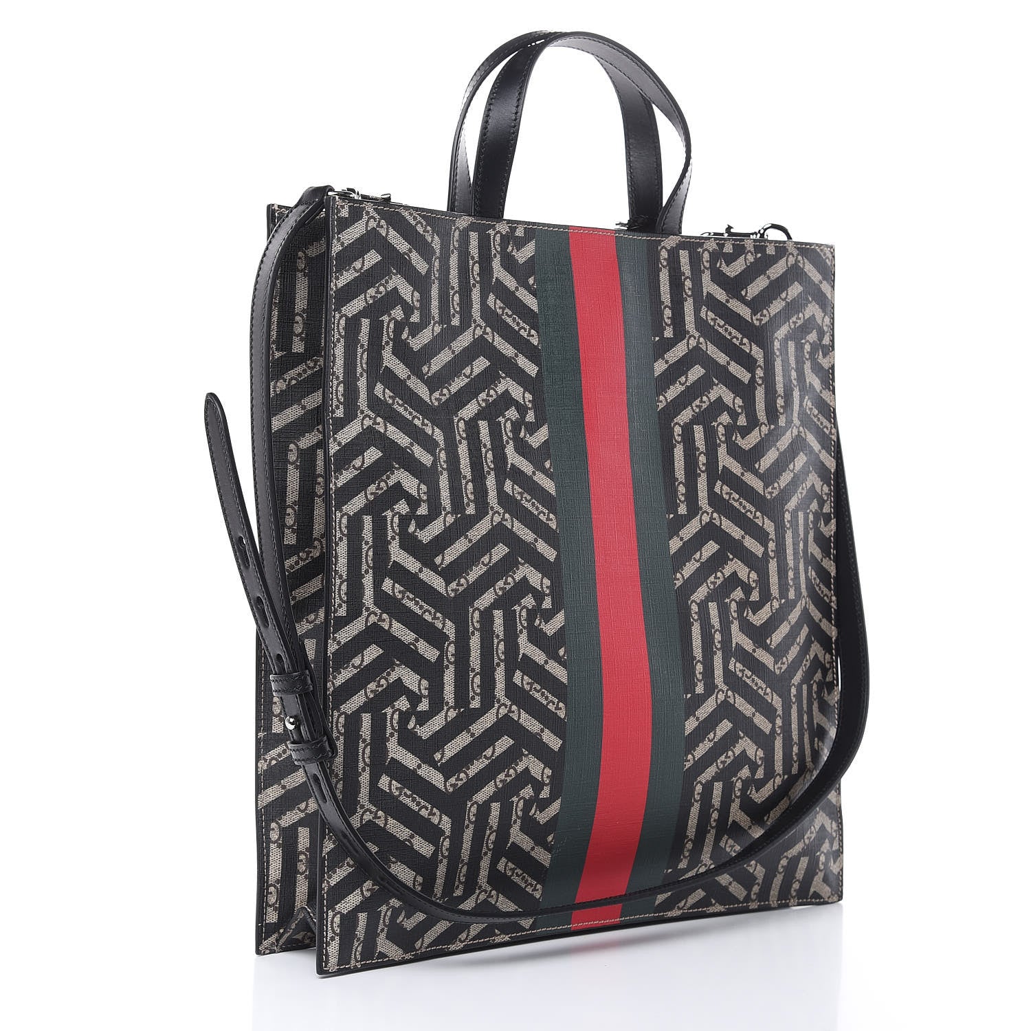 Gucci GG Supreme Monogram Caleido Web Vertical Tote Black 3 of 8