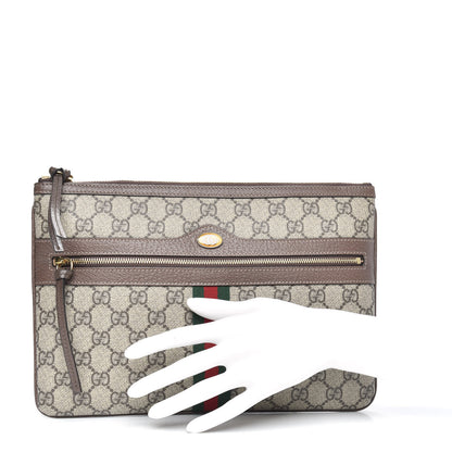 Gucci GG Supreme Monogram Large Ophidia Pouch Clutch Brown 2 of 9
