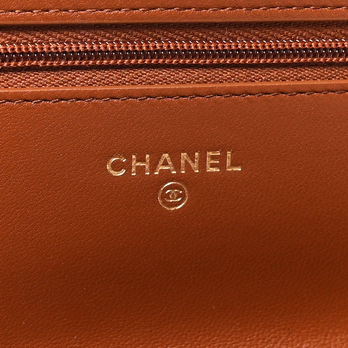 Lambskin Quilted Studded CC Wallet On Chain WOC Light Brown