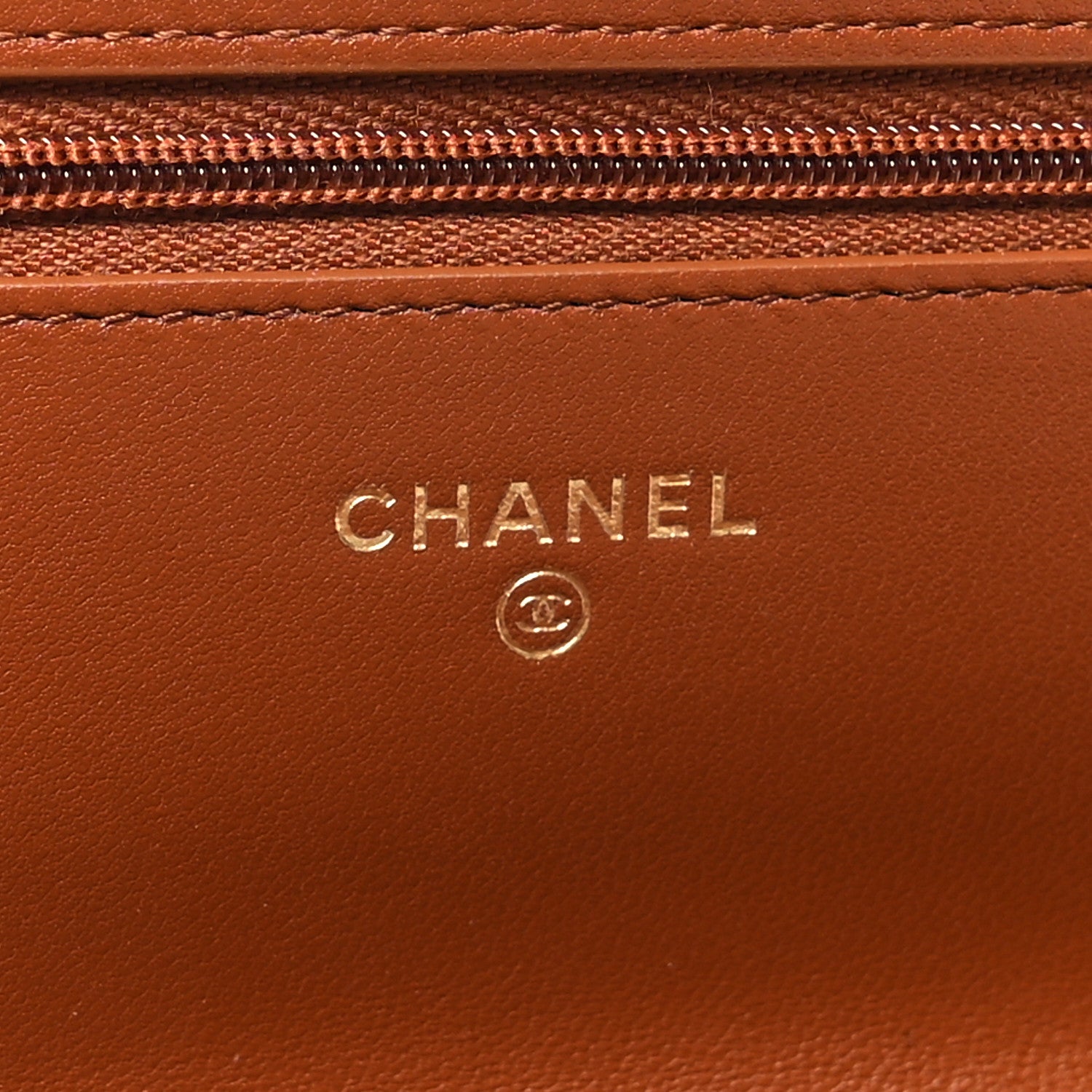 Chanel Lambskin Quilted Studded CC Wallet On Chain WOC Light Brown 6 of 12