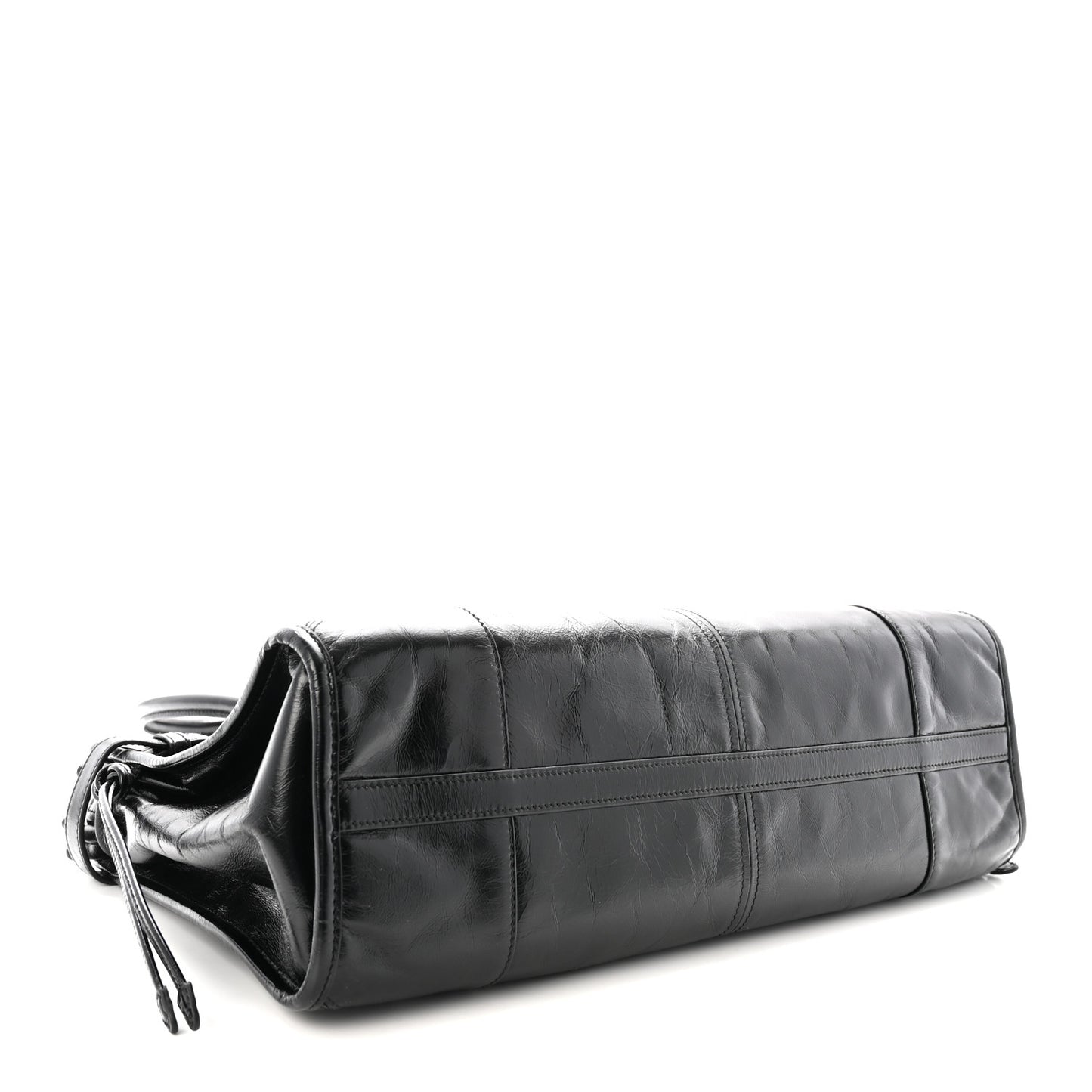 Glossy Calfskin Triangle Large Bonnie Shoulder Bag Black