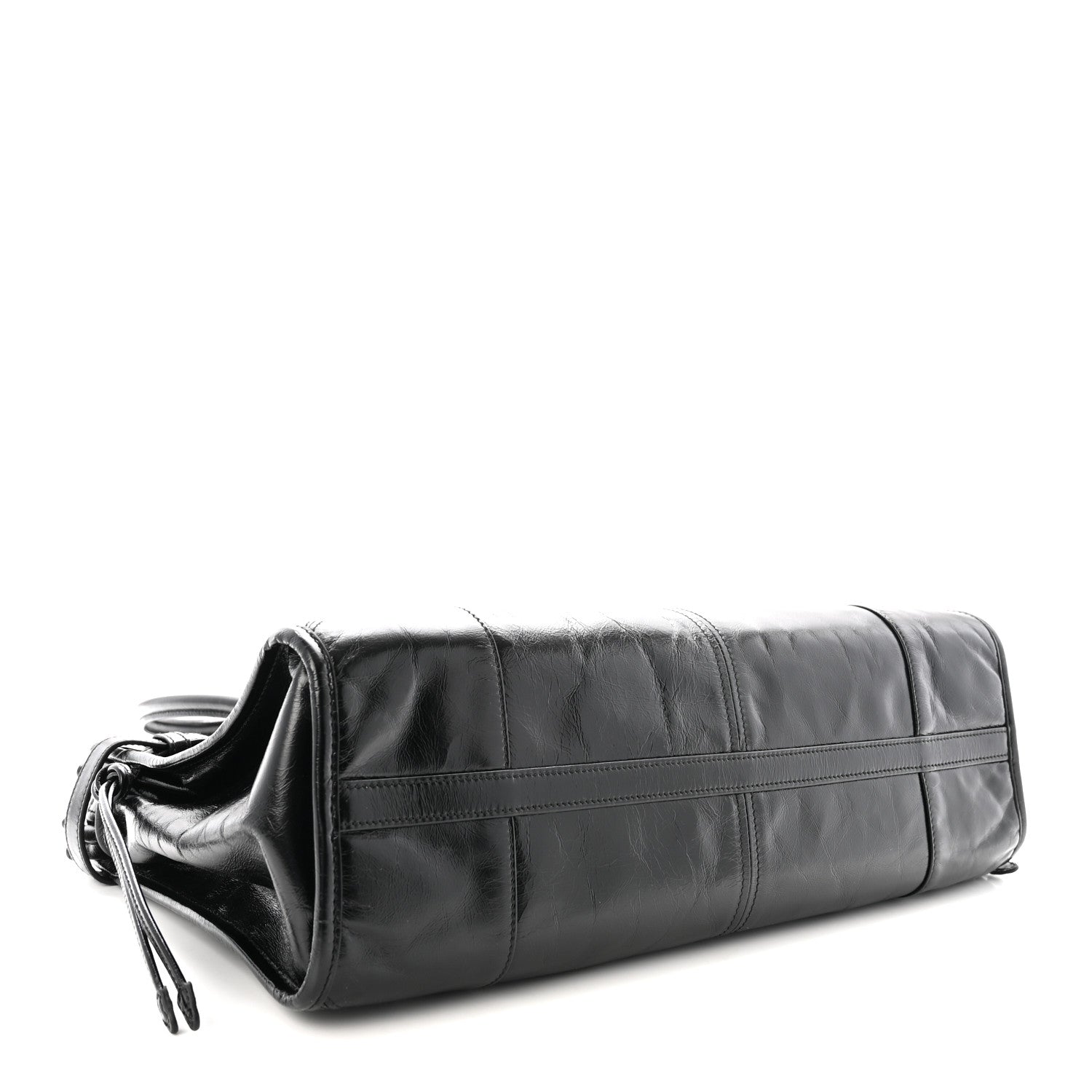 Prada Glossy Calfskin Triangle Large Bonnie Shoulder Bag Black 4 of 9