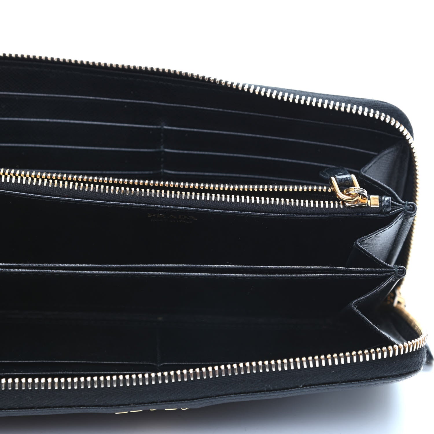 Prada Saffiano Metal Zip Around Wallet Black 5 of 9
