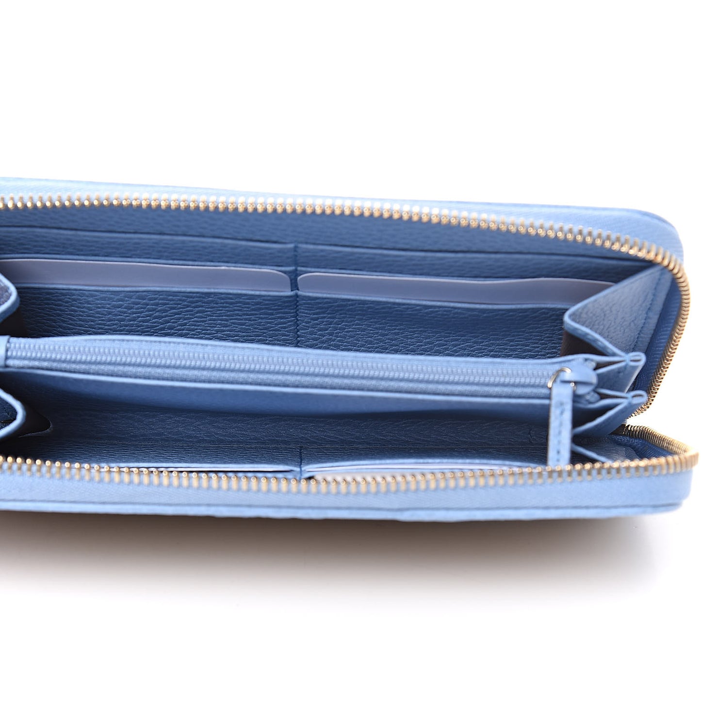 Monogram Dollar Calfskin Zip Around Wallet Beige Ebony Mineral Blue
