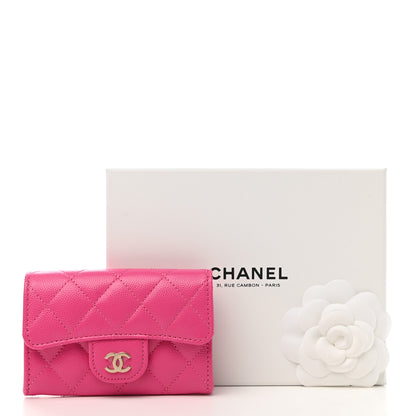Chanel Caviar Quilted Flap Card Holder Wallet Dark Pink 9 of 9