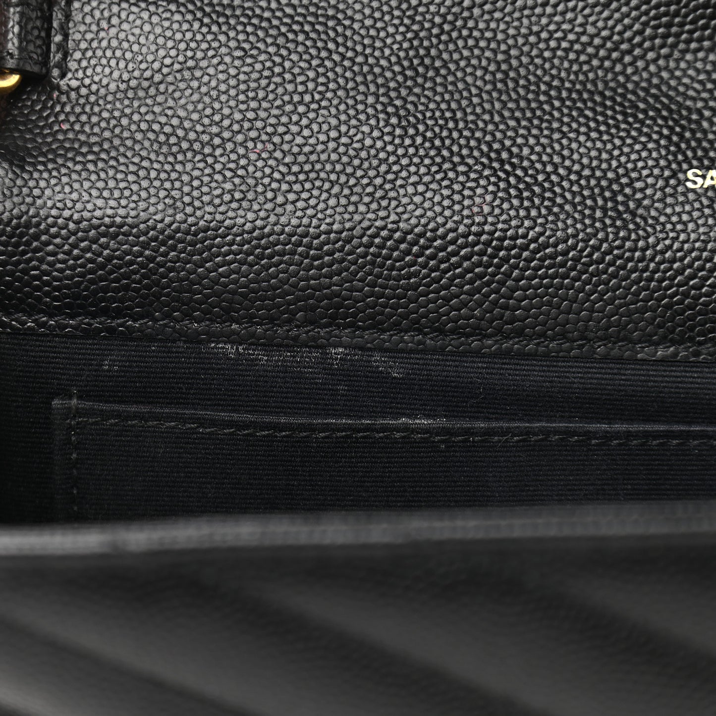 Grain De Poudre Matelasse Chevron Monogram Envelope Clutch Black