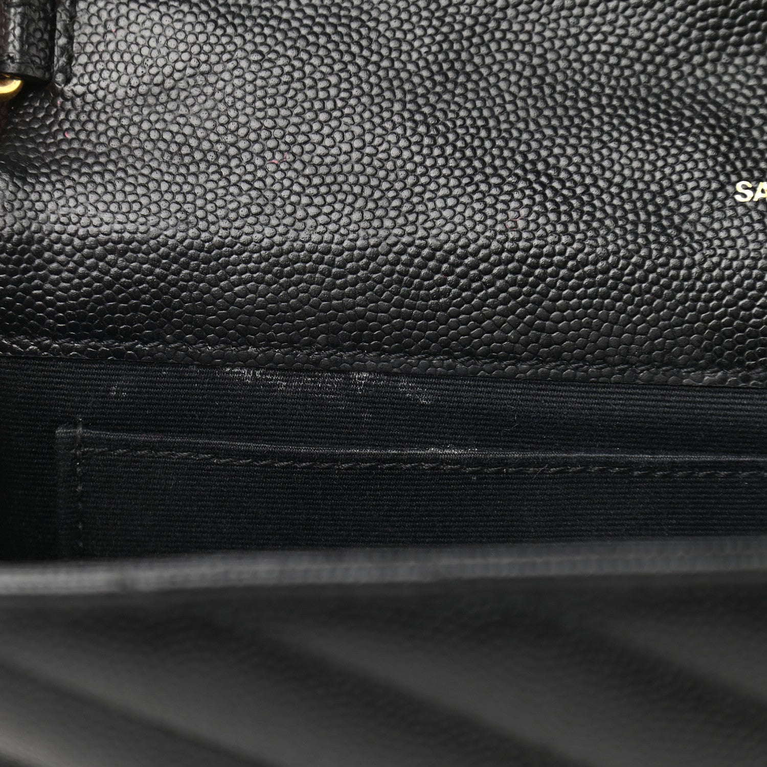 Saint Laurent Grain De Poudre Matelasse Chevron Monogram Envelope Clutch Black 10 of 10