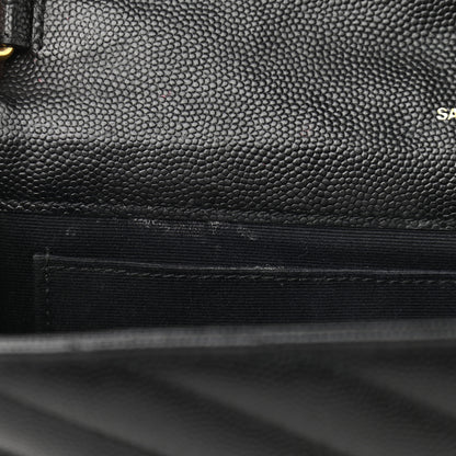 Saint Laurent Grain De Poudre Matelasse Chevron Monogram Envelope Clutch Black 10 of 10