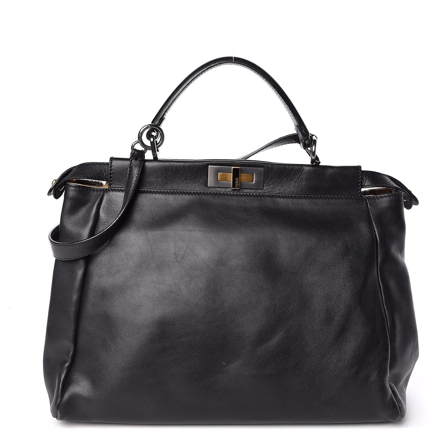 Calfskin Calf Hair Leopard Print Large Peekaboo Iconic Satchel Black