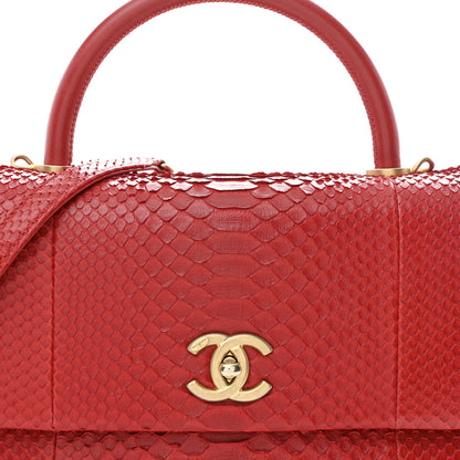 Chanel Snakeskin Small Coco Handle Flap Red 9 of 12