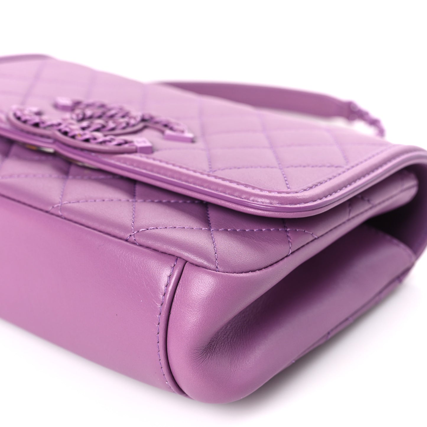 Lambskin Quilted Small CC Filigree Flap Purple