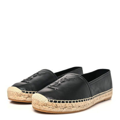 Saint Laurent Lambskin Monogram Espadrilles 37 Black 4 of 10