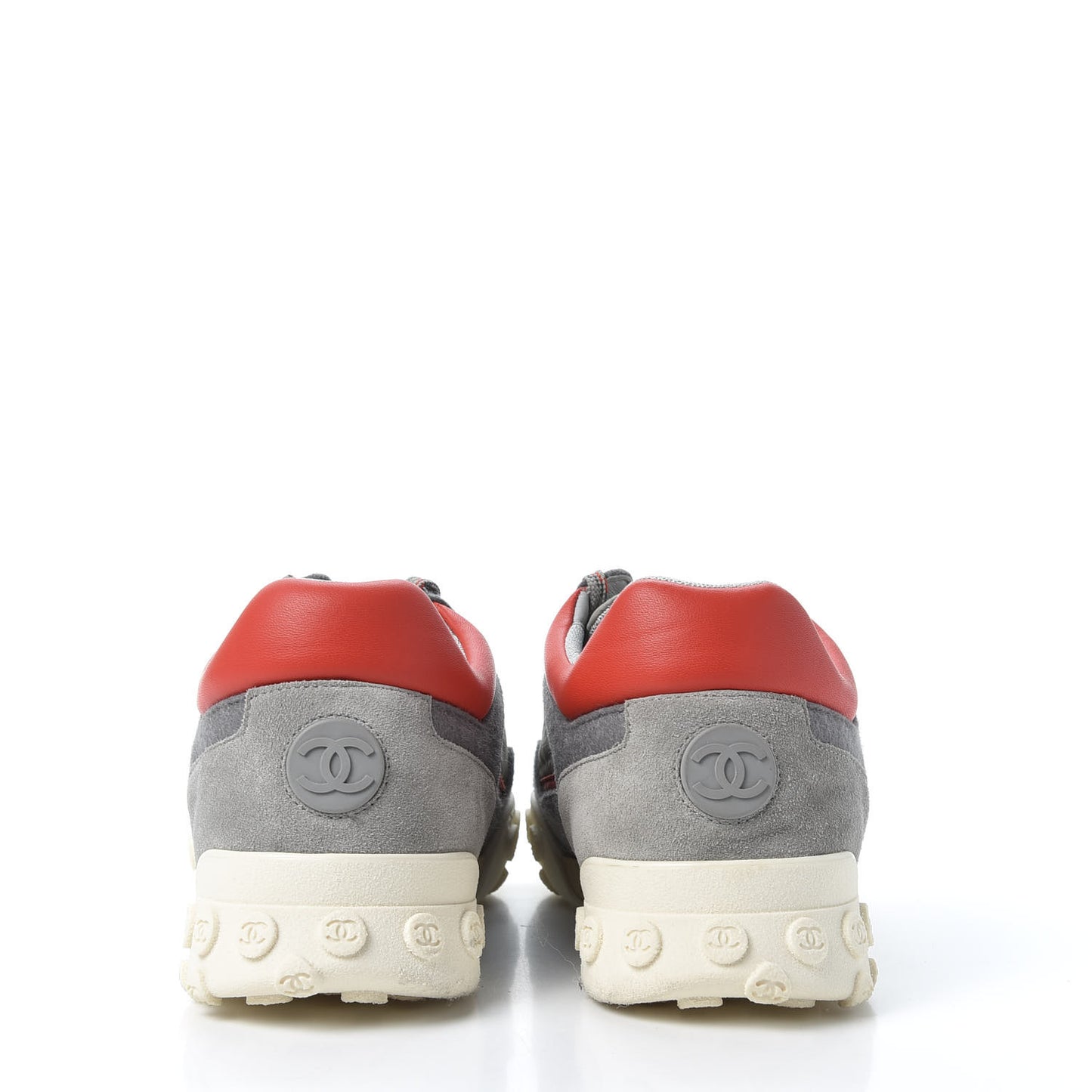 Nylon Calfskin Suede Mens CC Sneakers 41 Grey Orange