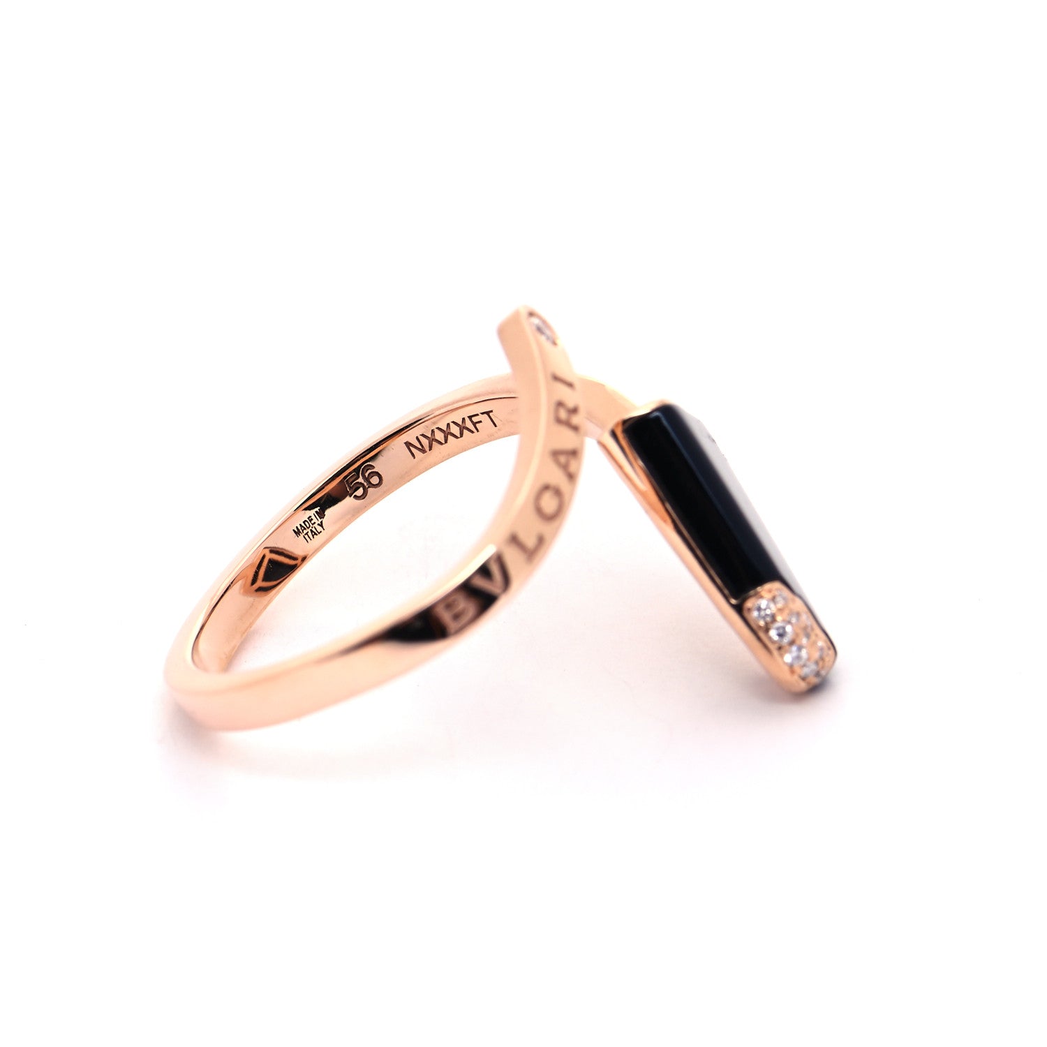 Bulgari 18K Rose Gold Black Onyx Diamond Gelati Ring 56 7 5 of 7