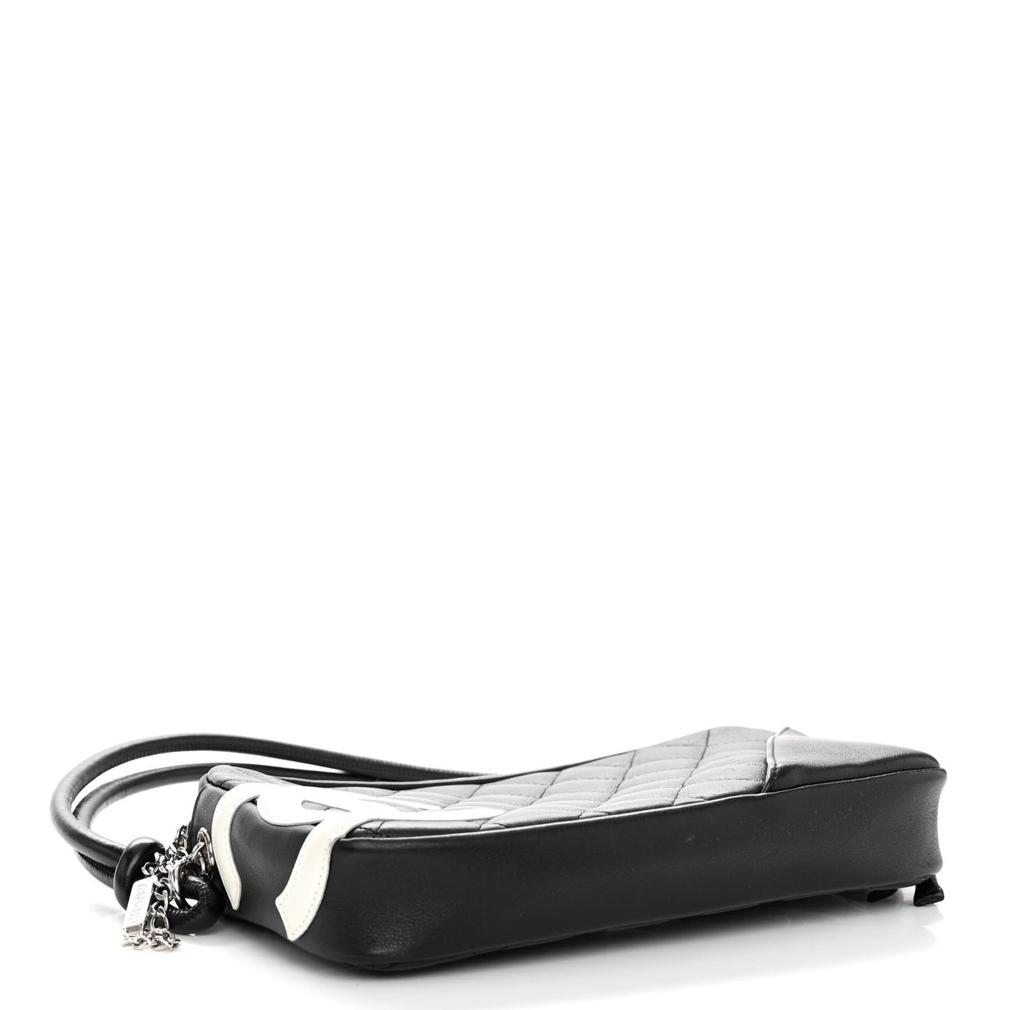 Calfskin Quilted Cambon Pochette Black White