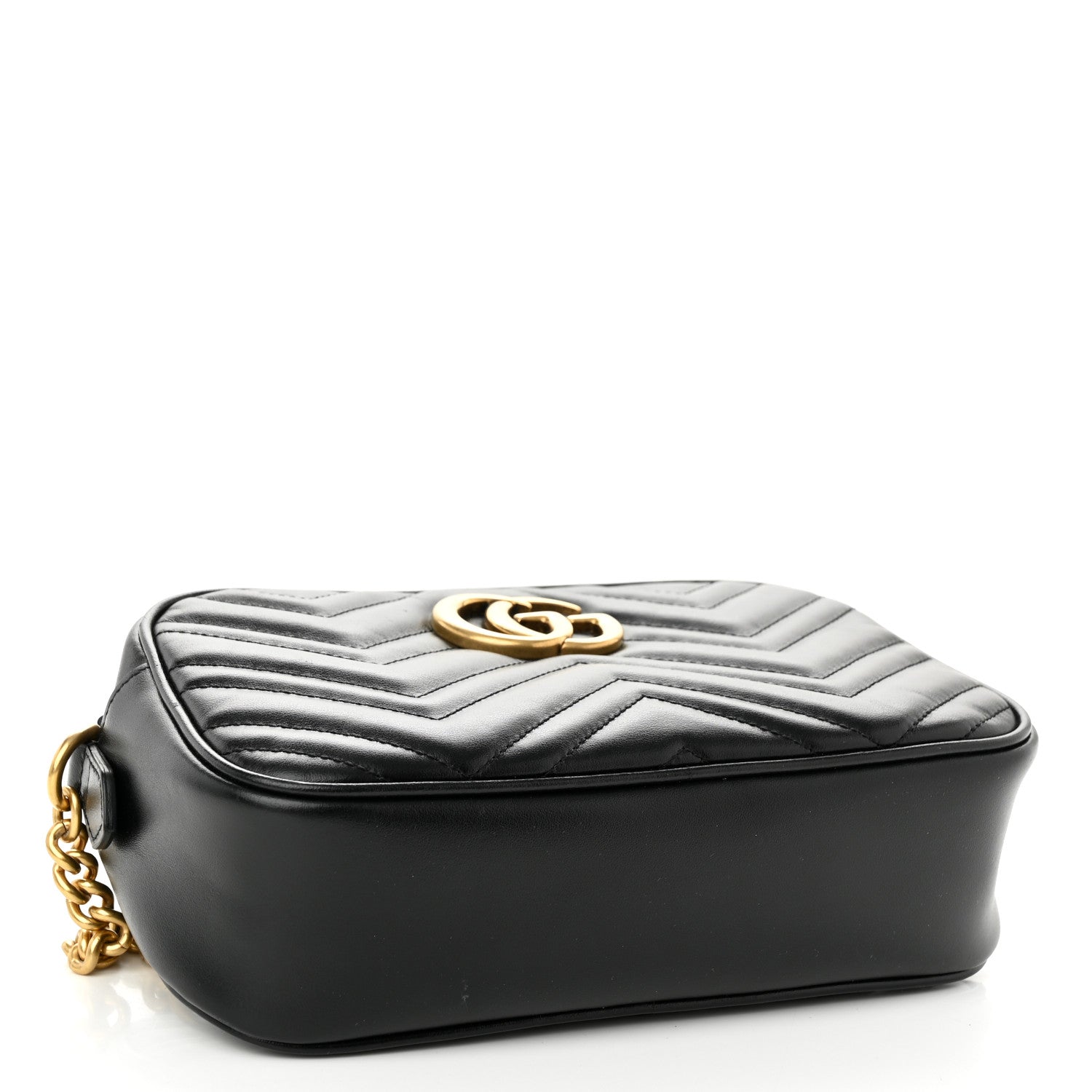Gucci Calfskin Matelasse Small GG Marmont Chain Shoulder Bag Black 4 of 10