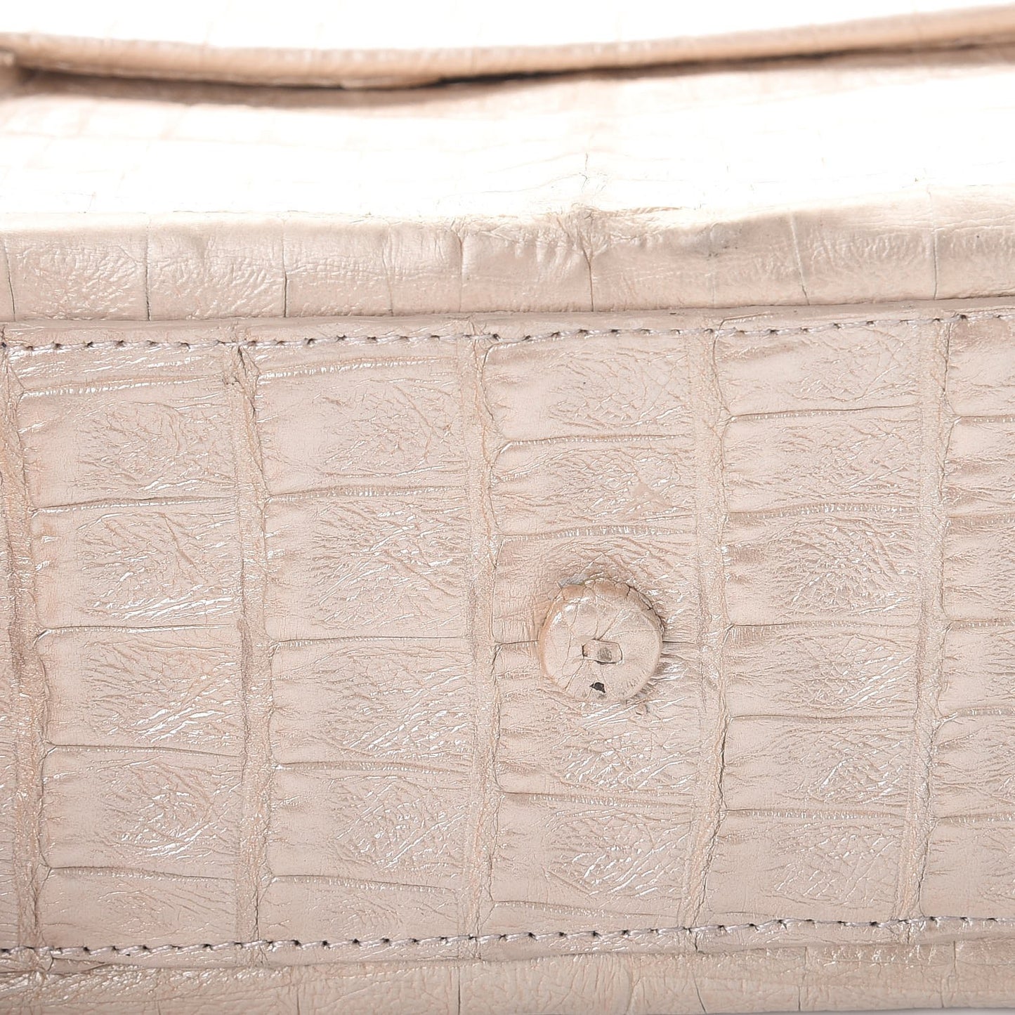 Crocodile Mink Chain Satchel Beige