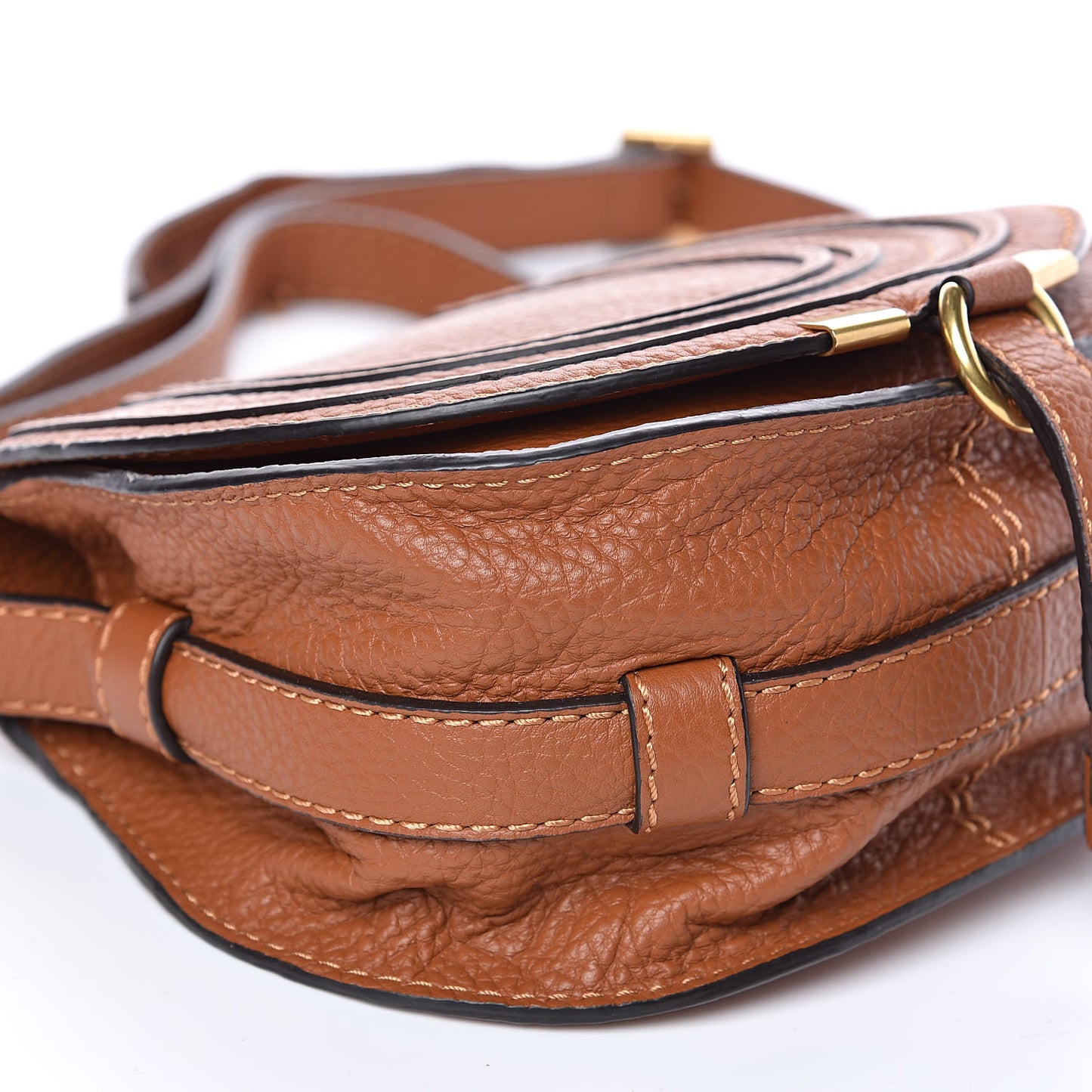 Calfskin Mini Marcie Round Crossbody Bag Tan