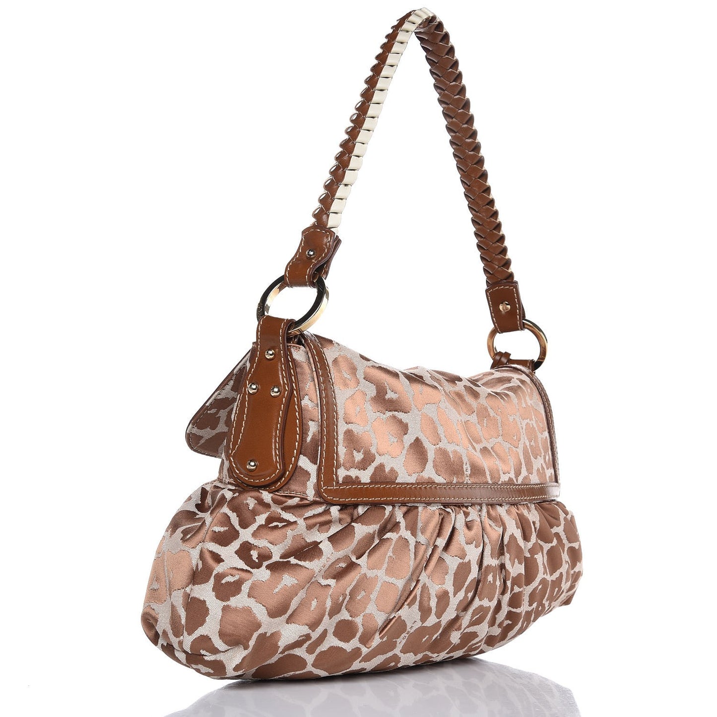 Jacquard Leopard Print Small Chef Shoulder Bag Brown
