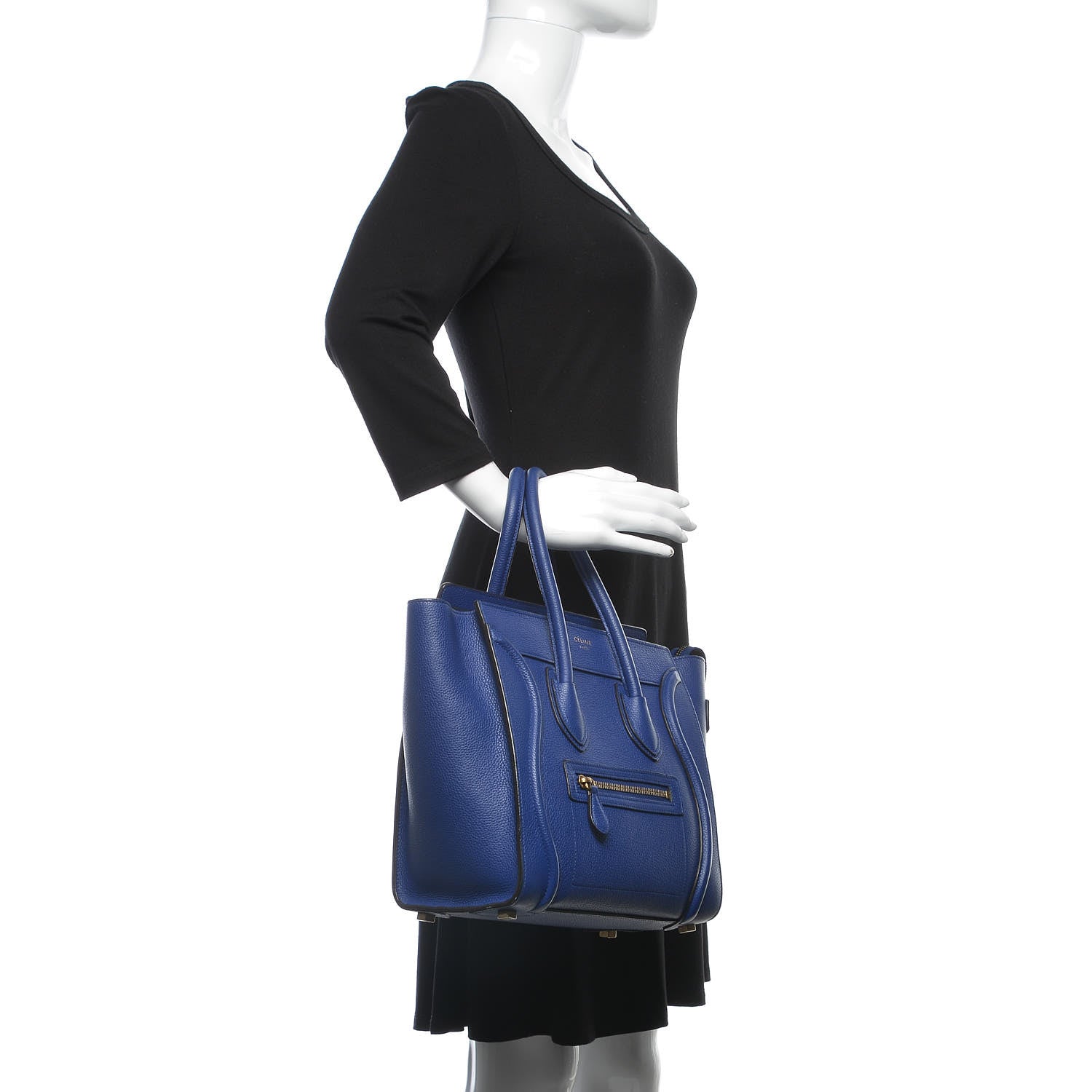 Celine Drummed Calfskin Micro Luggage Indigo 2 of 15
