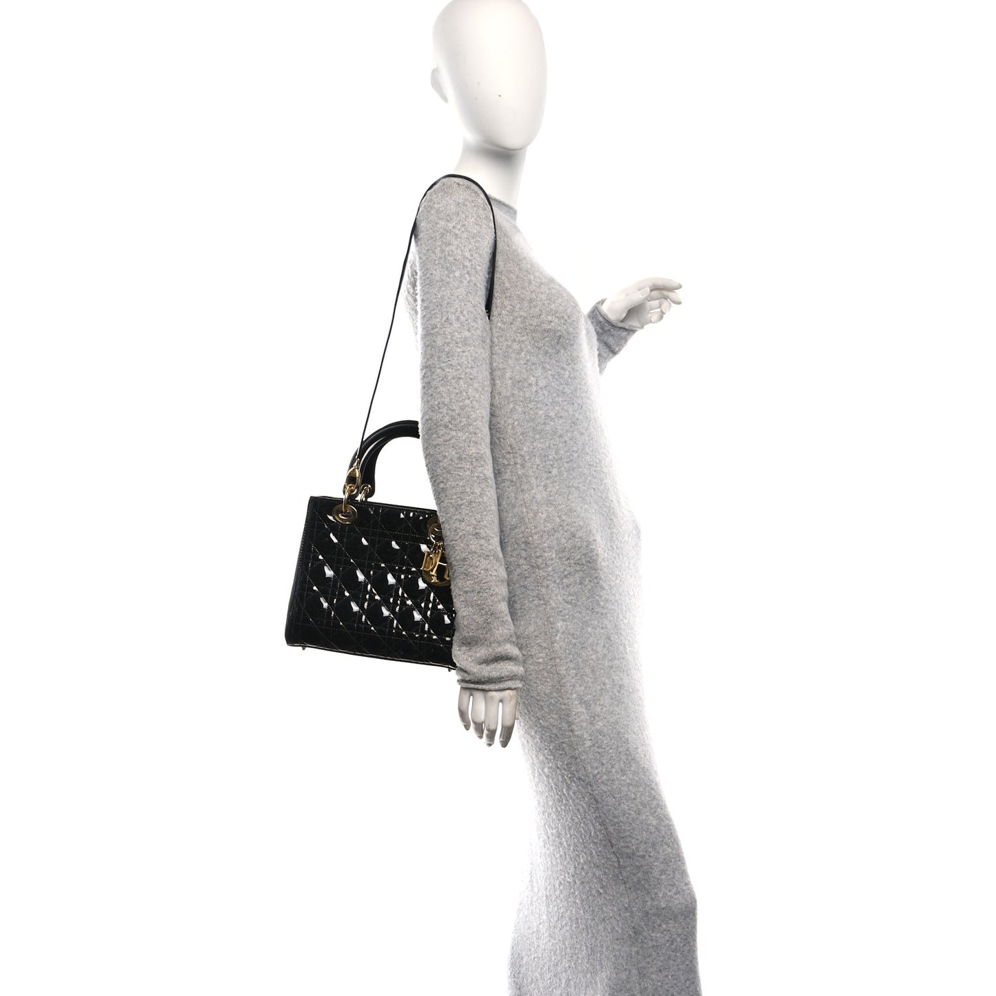 Patent Cannage Medium Lady Dior Black