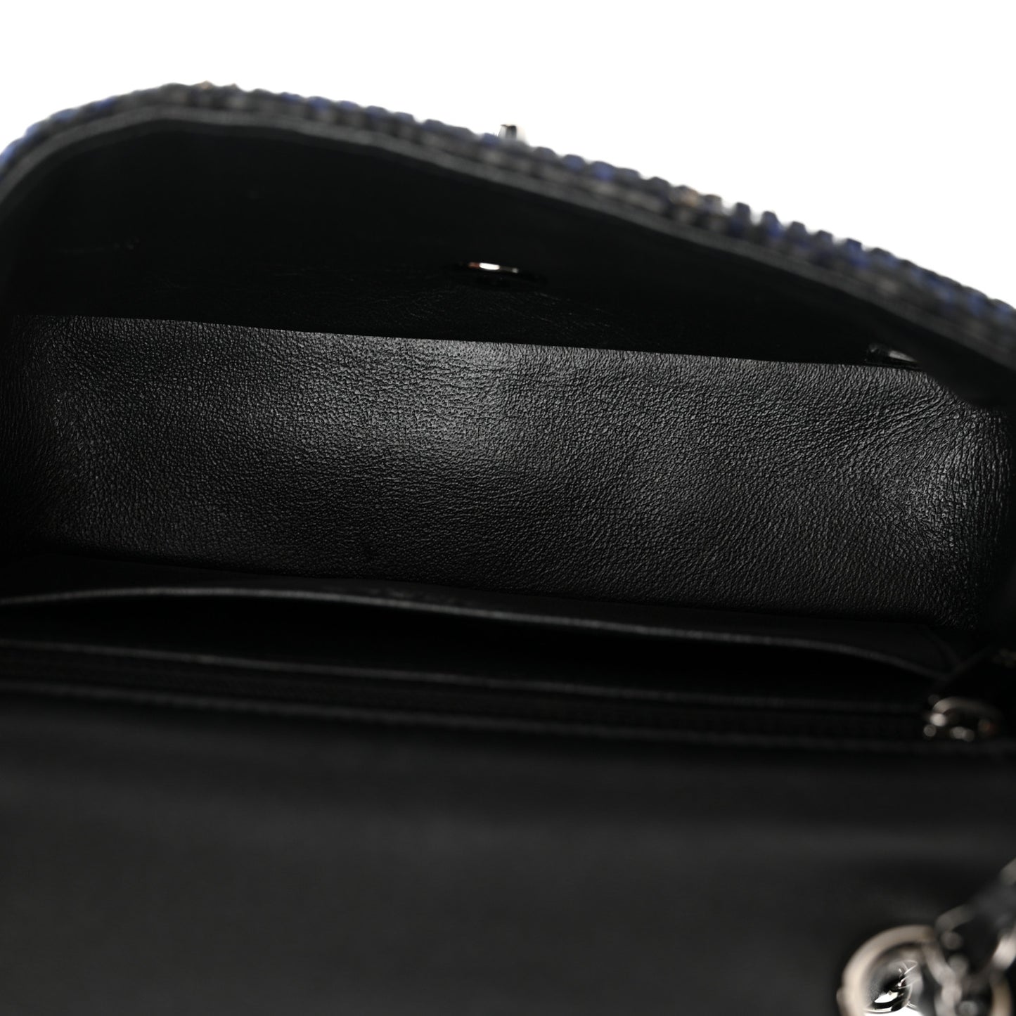 Sequin Mini Rectangular Single Flap Black Silver