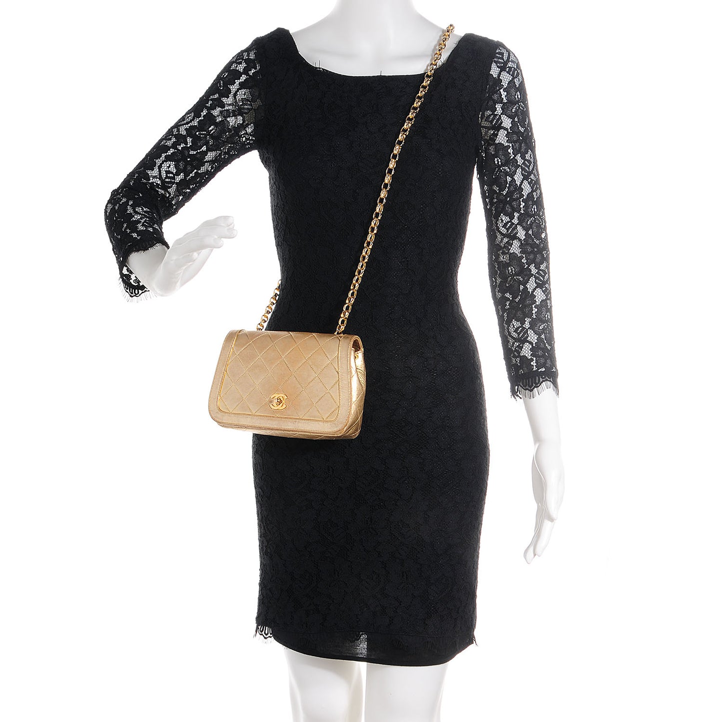 Lambskin Quilted Small Flap Gold