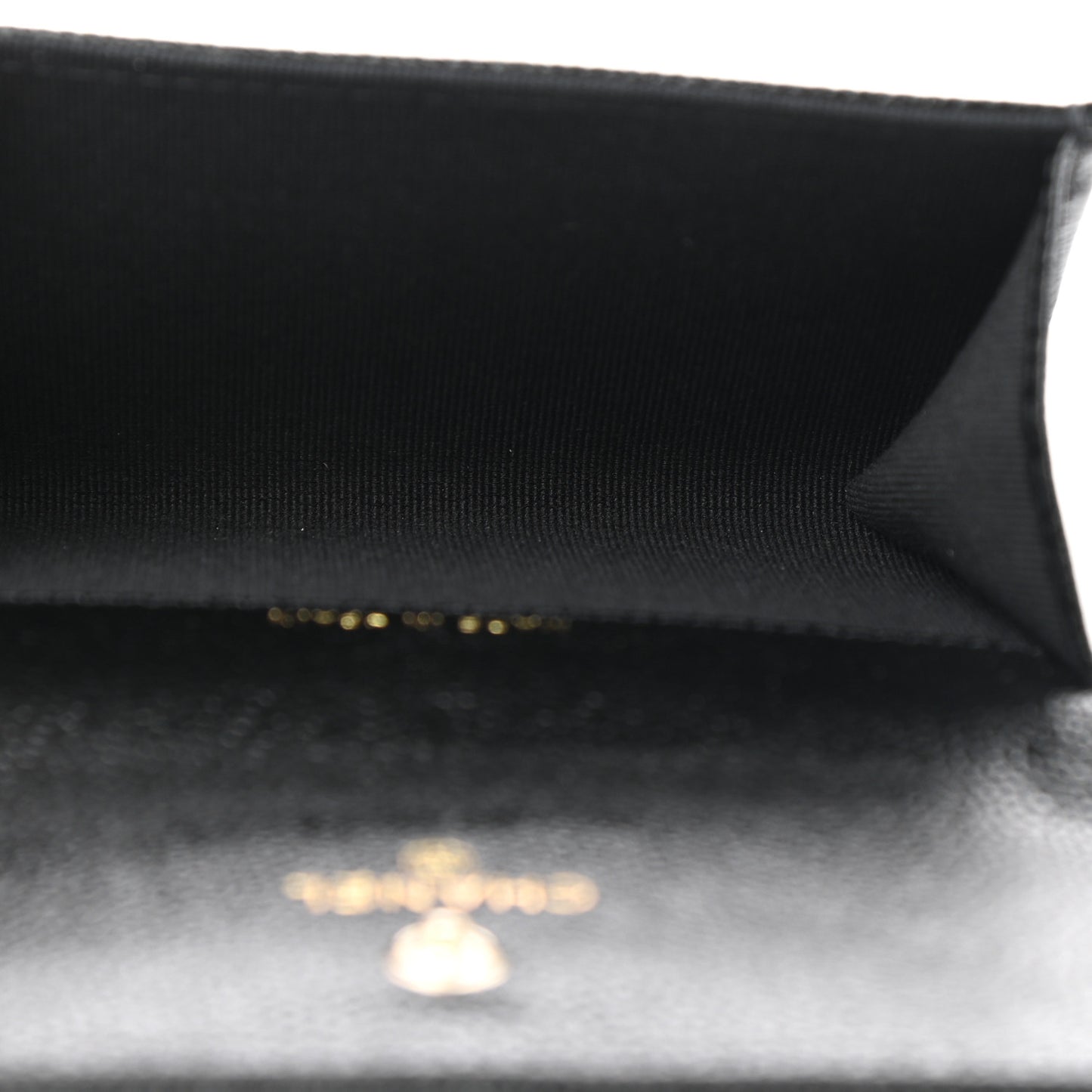CHANEL Caviar Quilted Chain CC Flap Card Holder Black