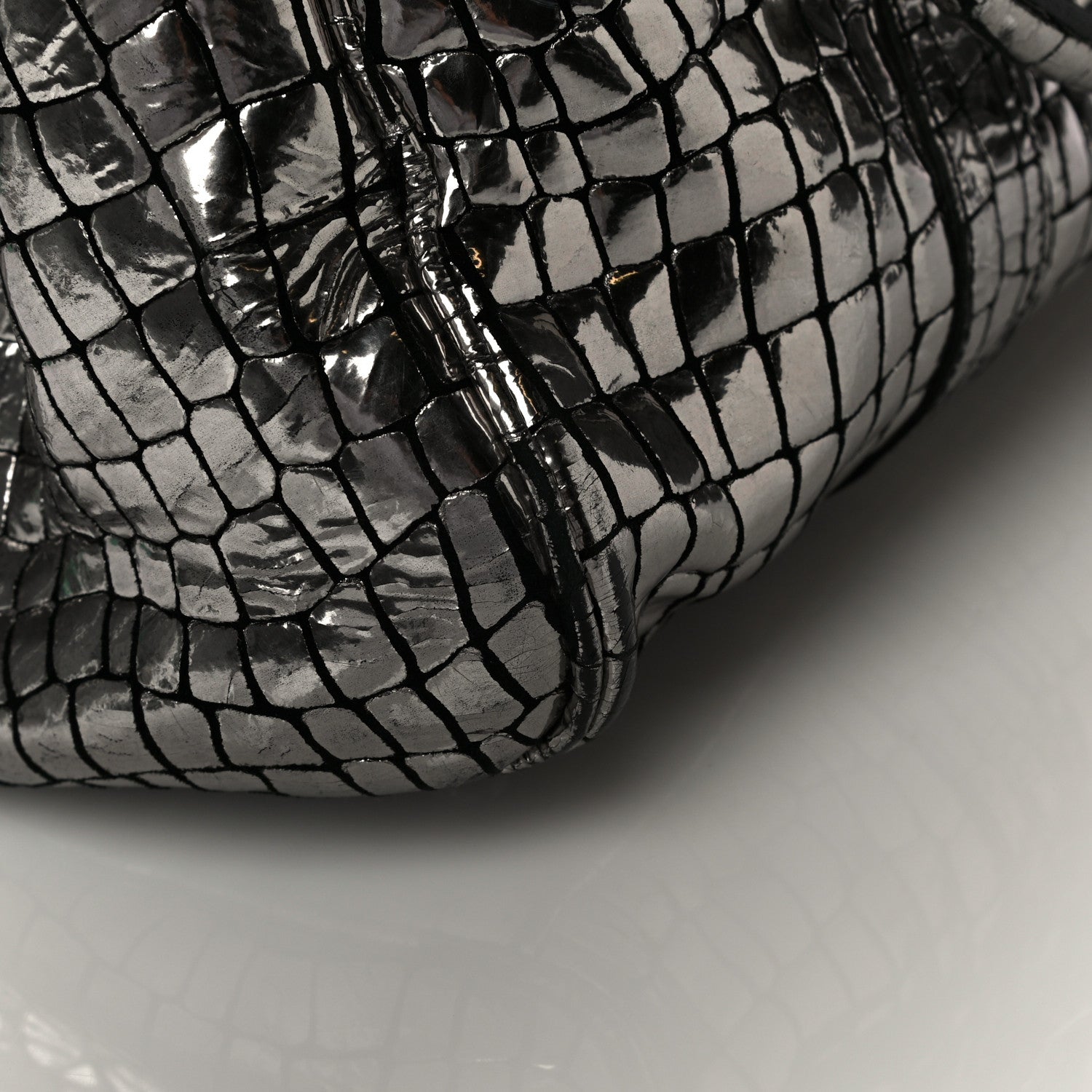Mulberry Metallic Crocodile Embossed Calfskin Bayswater Silver 10 of 11