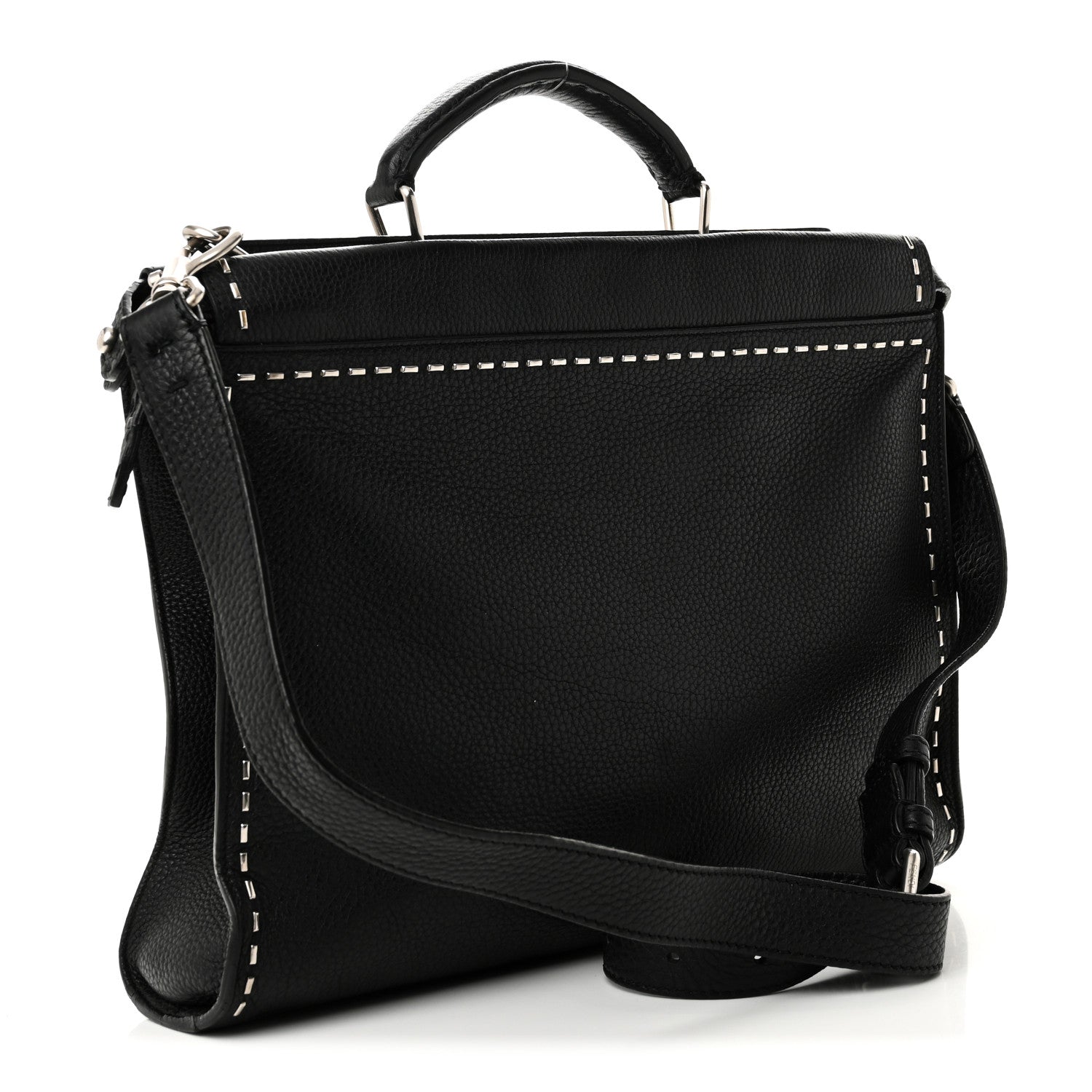 Fendi Cuoio Romano Selleria Studded Large Peekaboo Iconic Fit Satchel Black 3 of 10