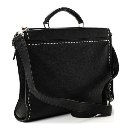 Fendi Cuoio Romano Selleria Studded Large Peekaboo Iconic Fit Satchel Black 3 of 10