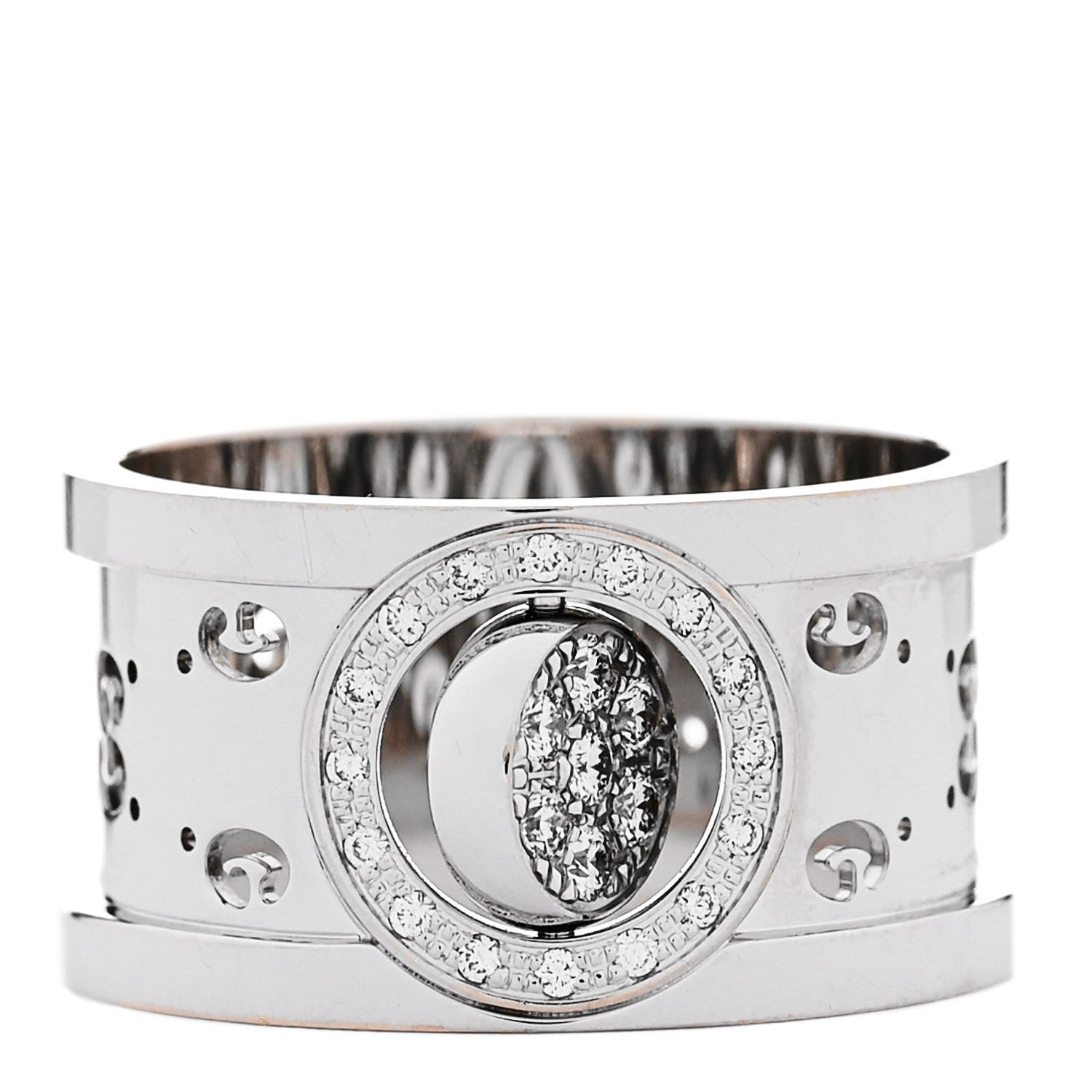 Gucci 18K White Gold Diamond 10.5mm Icon Twirl Band Ring 52 6 4 of 8