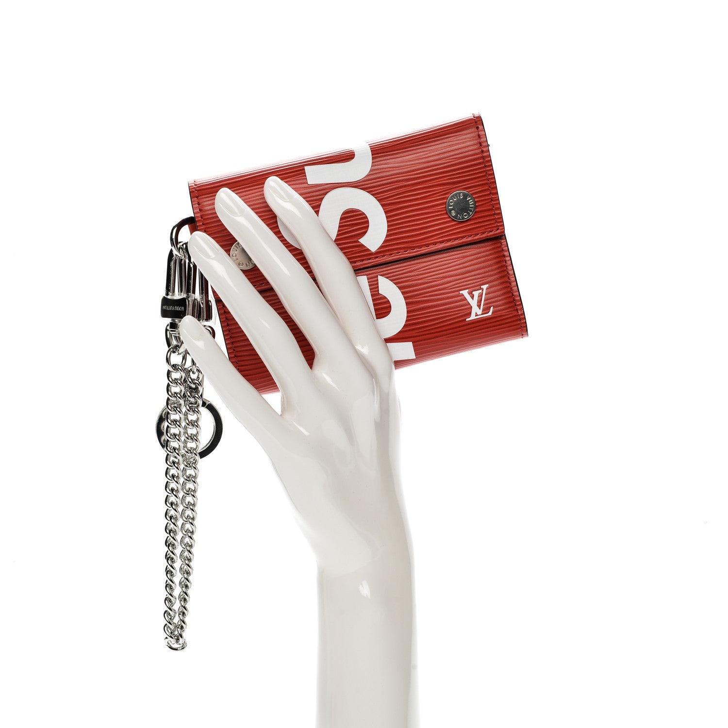Louis Vuitton X SUPREME Epi Chain Wallet Red 2 of 7