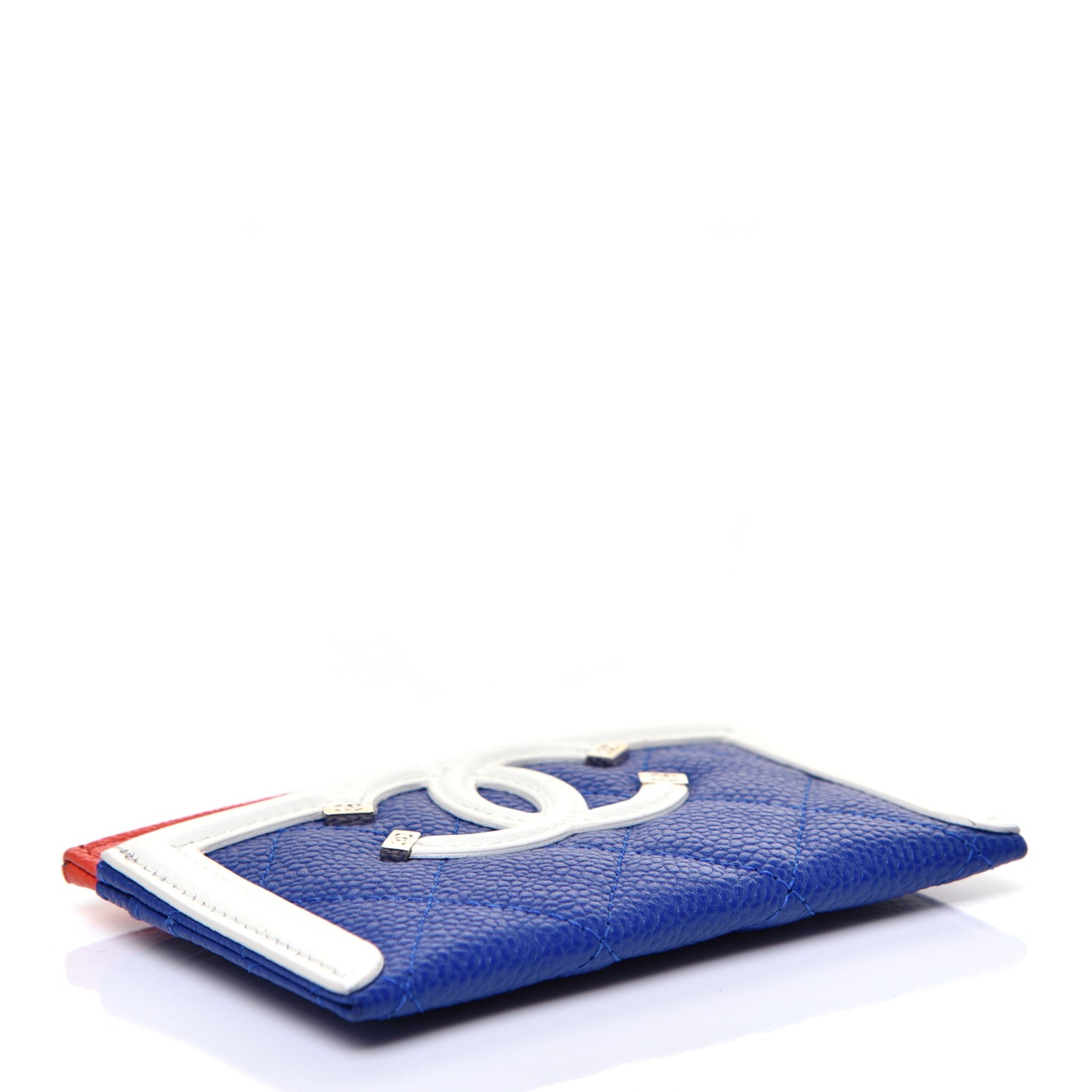 Caviar Quilted Filigree Card Holder Blue White Red